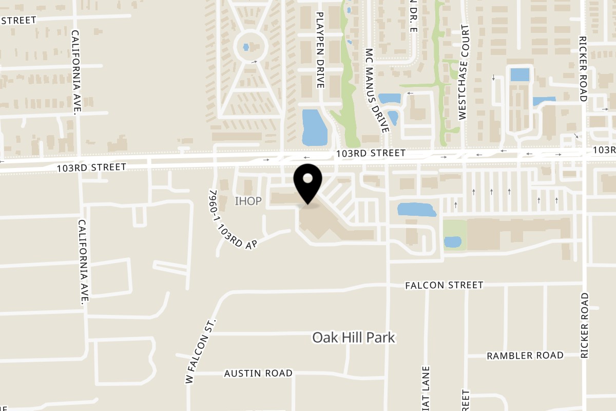 Map showing the location of Wok N Roll 103rd Street on 7900 103rd St #28 in Jacksonville