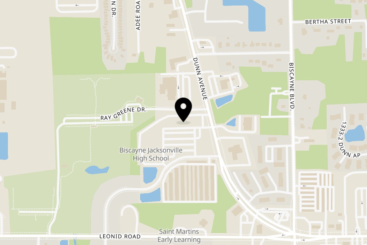 Map showing the location of Wok N Roll Dunn Avenue on 1680 Dunn Ave in Jacksonville